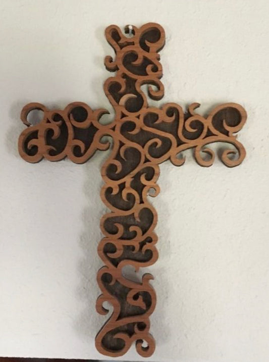 Curly Cross with Black Backing
